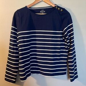 J. Crew Striped Artist Tee with Shoulder Buttons, M